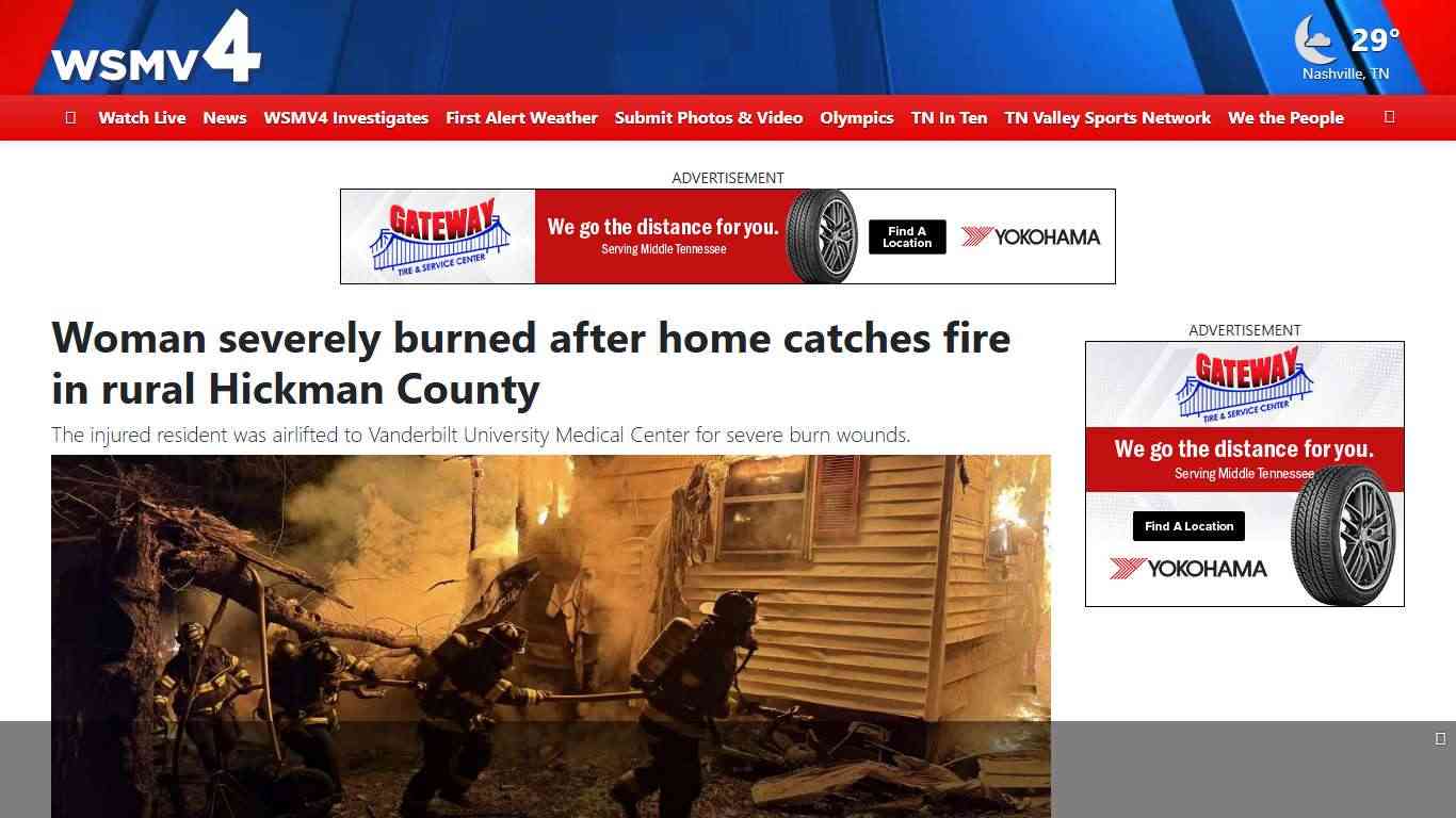 Woman severely burned after home catches fire in rural Hickman County